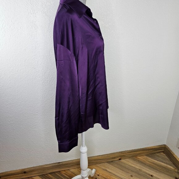 Chigant Purple Button Up Blouse Size XL - Picture 3 of 6